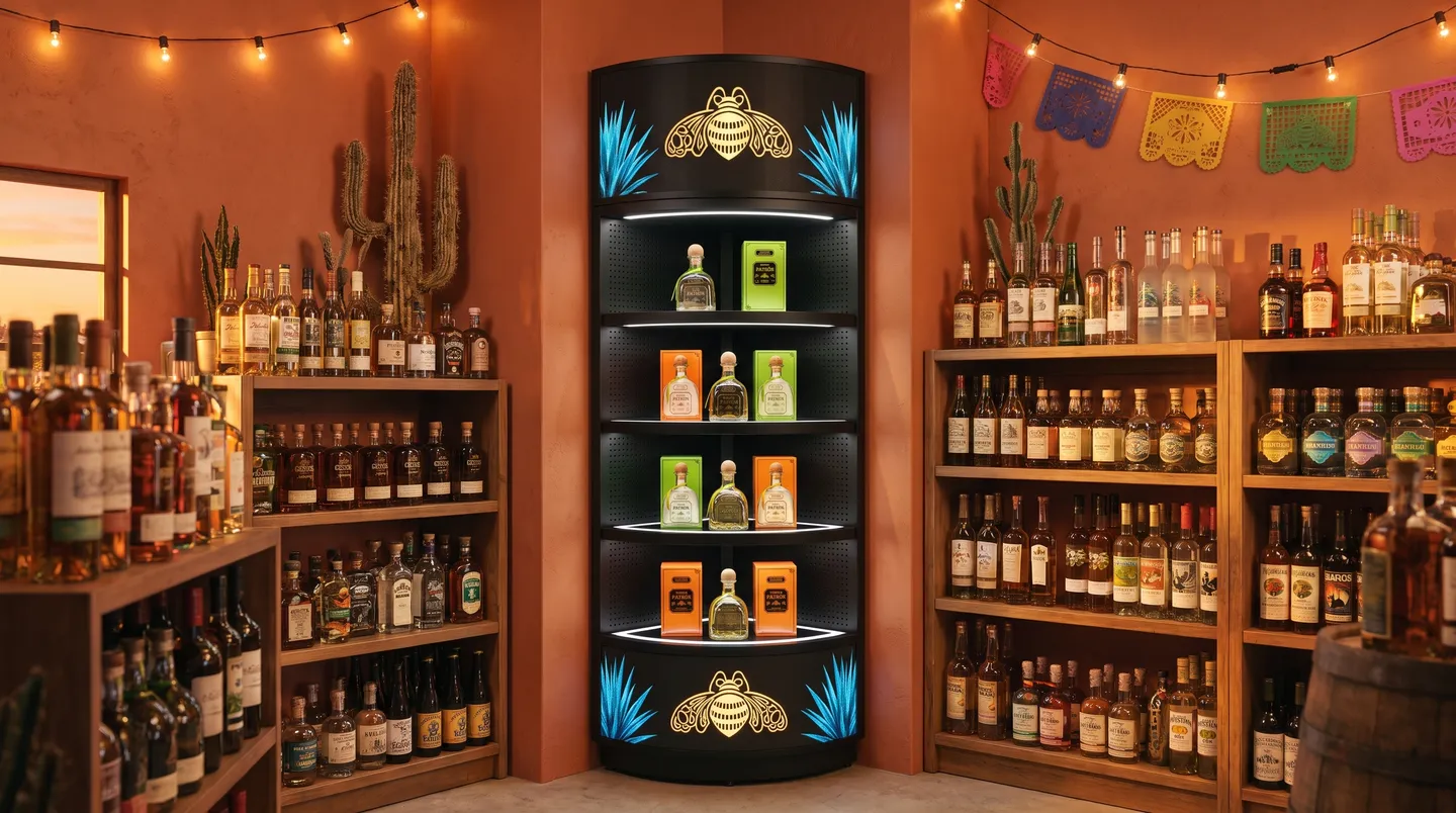 Halo 90 unit in a rustic liquor store corner