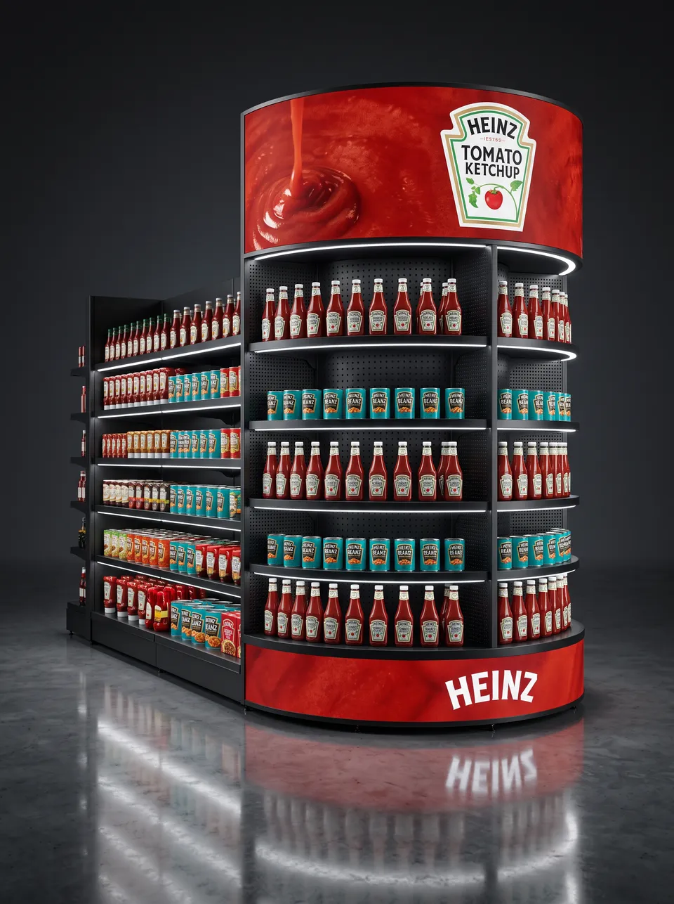 Halo 180 · Integrated shelf run · sauces